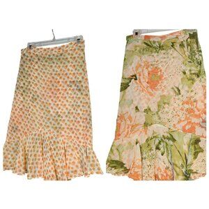 Reversible Pierre Cardin Skirt Size S  Polka Dot & Floral Prints With Ruffle Hem